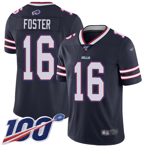 Men Buffalo Bills #16 Robert Foster Limited Navy Blue Inverted Legend 100th Season NFL Jersey